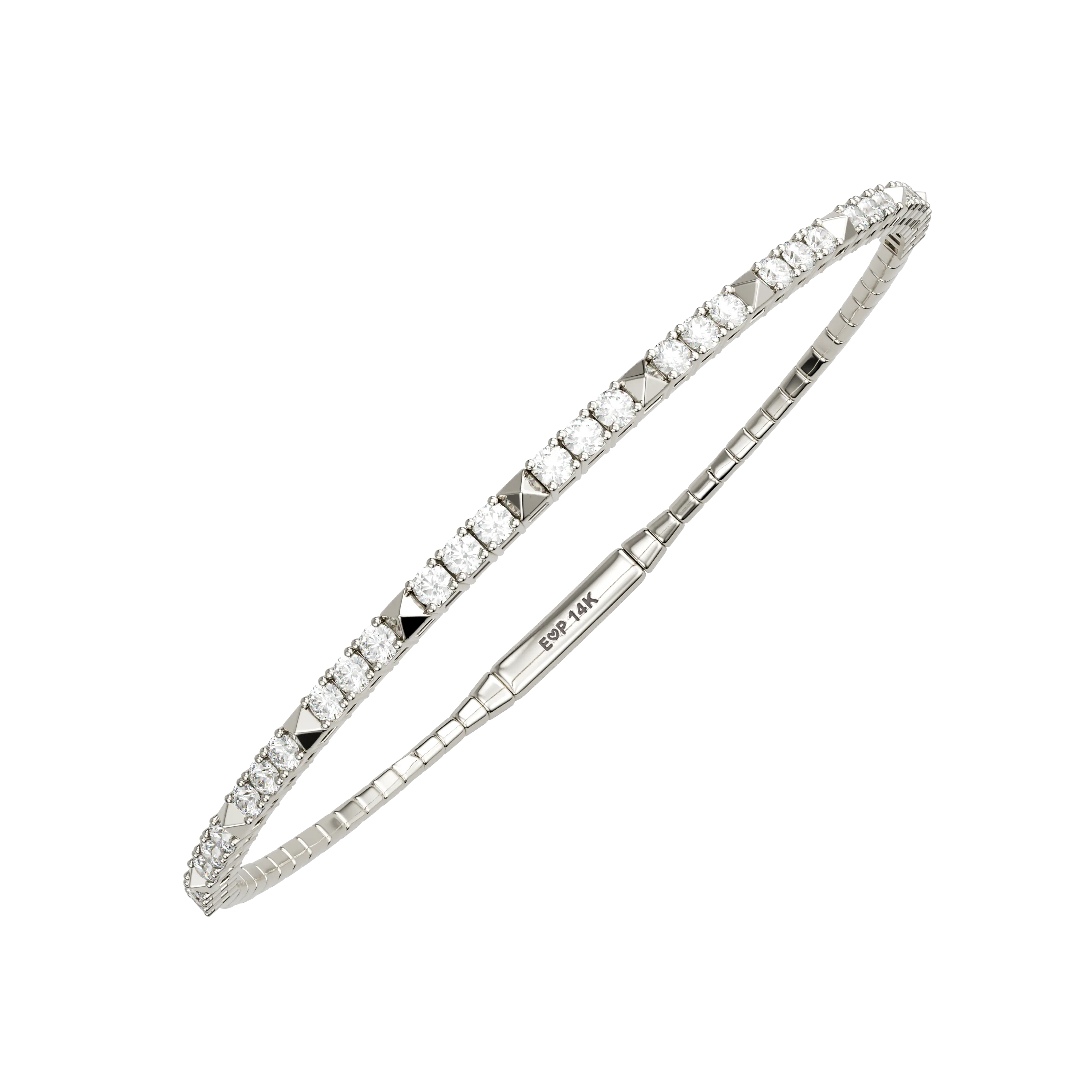 14K Diamond Studded Flex Bangle