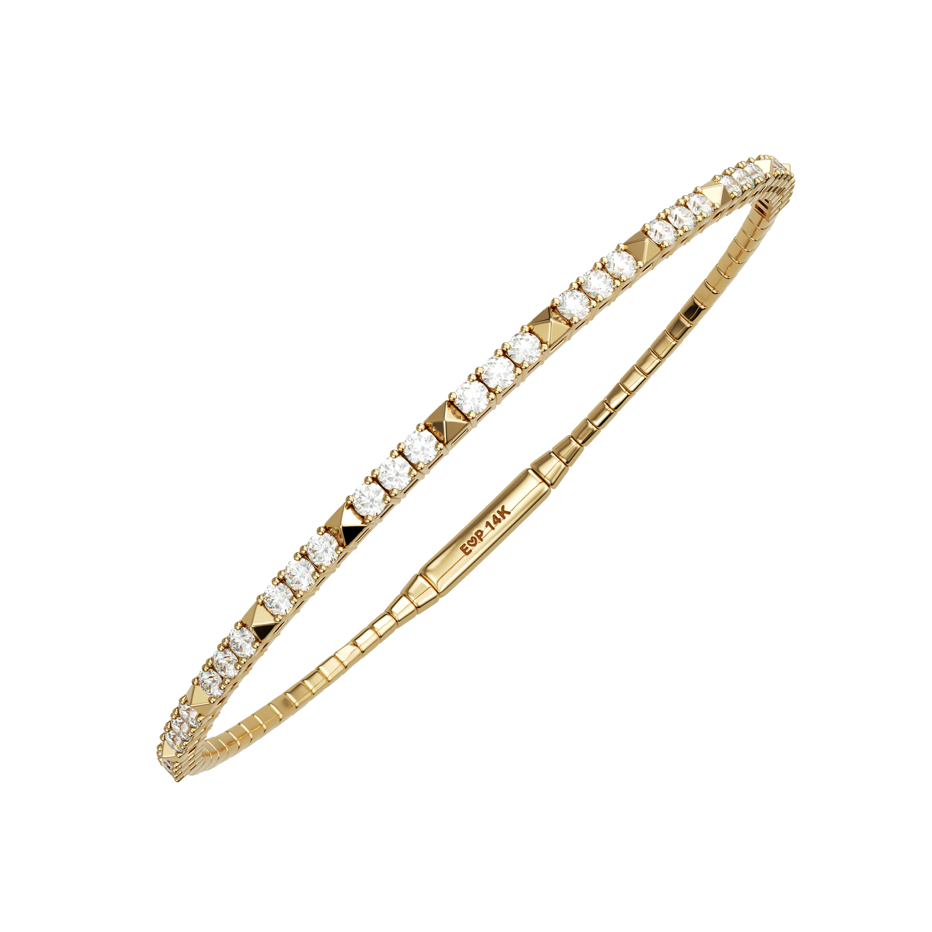 14K Diamond Studded Flex Bangle