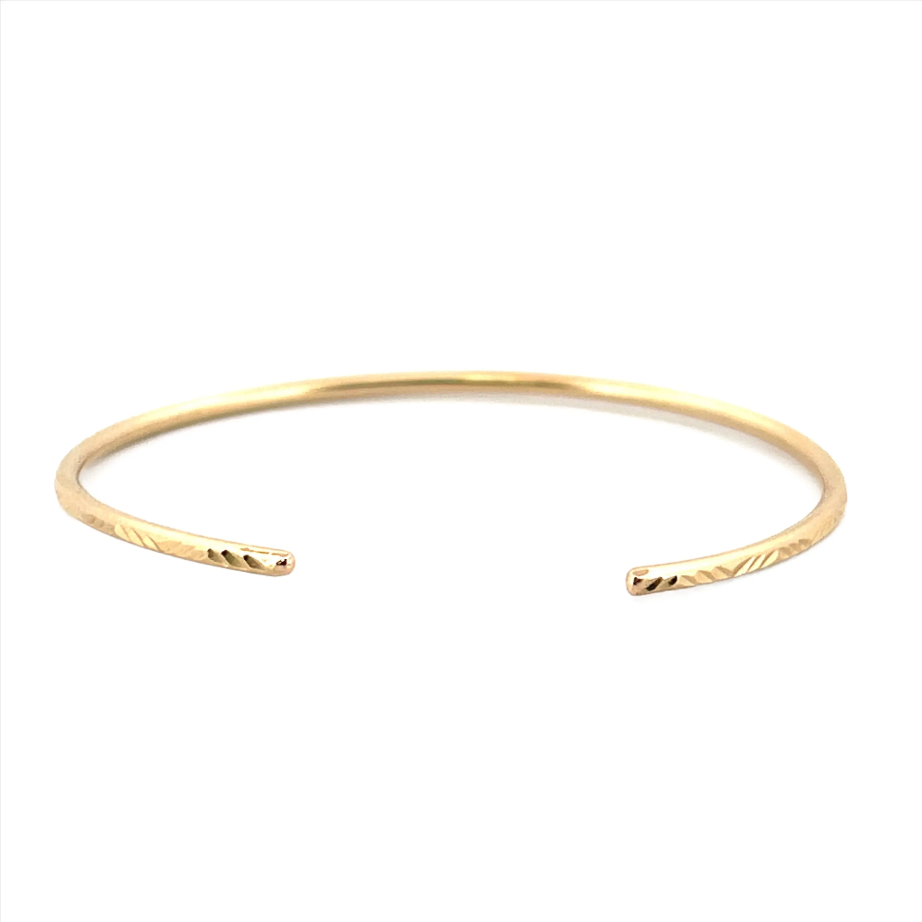 14K Gold Wave Diamond Cut Bangle