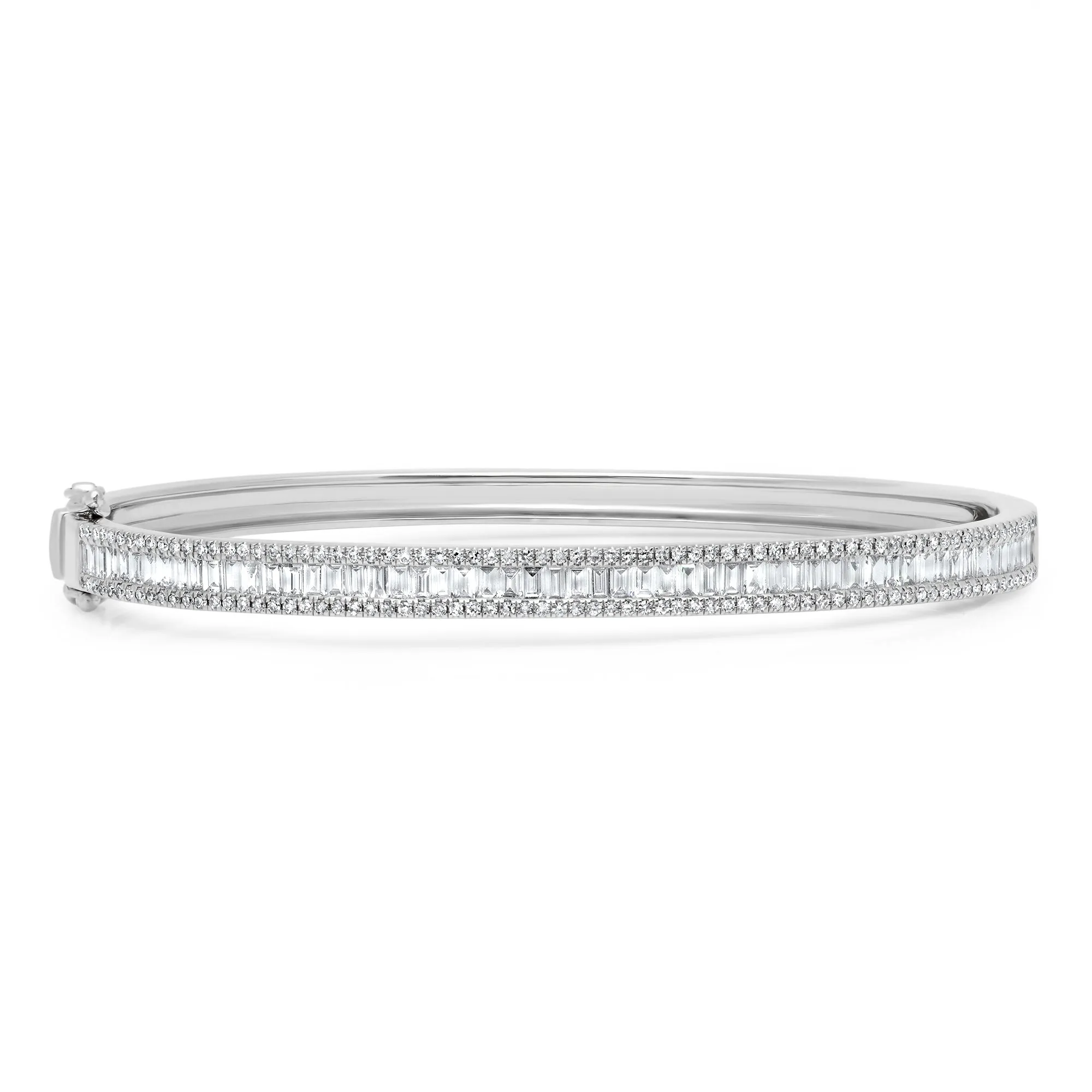 14KT White Gold Diamond Eloise Baguette Bangle