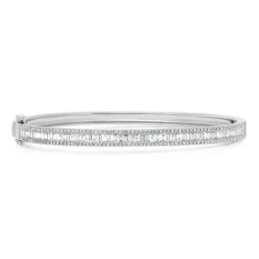 14KT White Gold Diamond Eloise Baguette Bangle