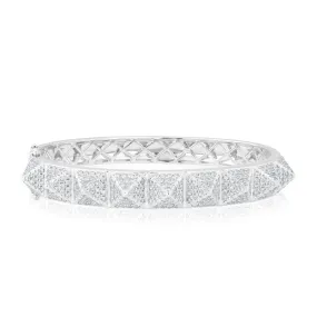 14KT White Gold Diamond Harlow Spike Bangle Bracelet