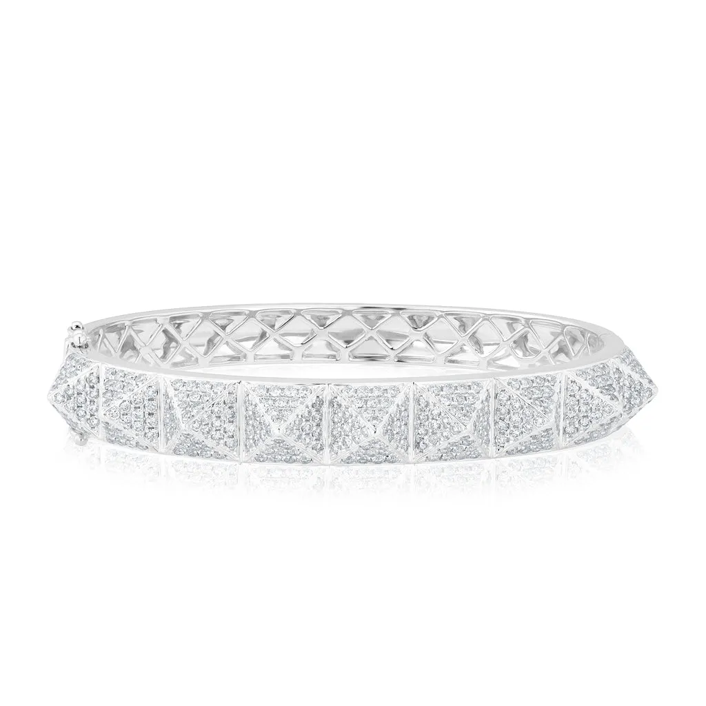 14KT White Gold Diamond Harlow Spike Bangle Bracelet