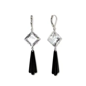 1928 Jewelry Black Bead Crystal Austrian Drop Earrings