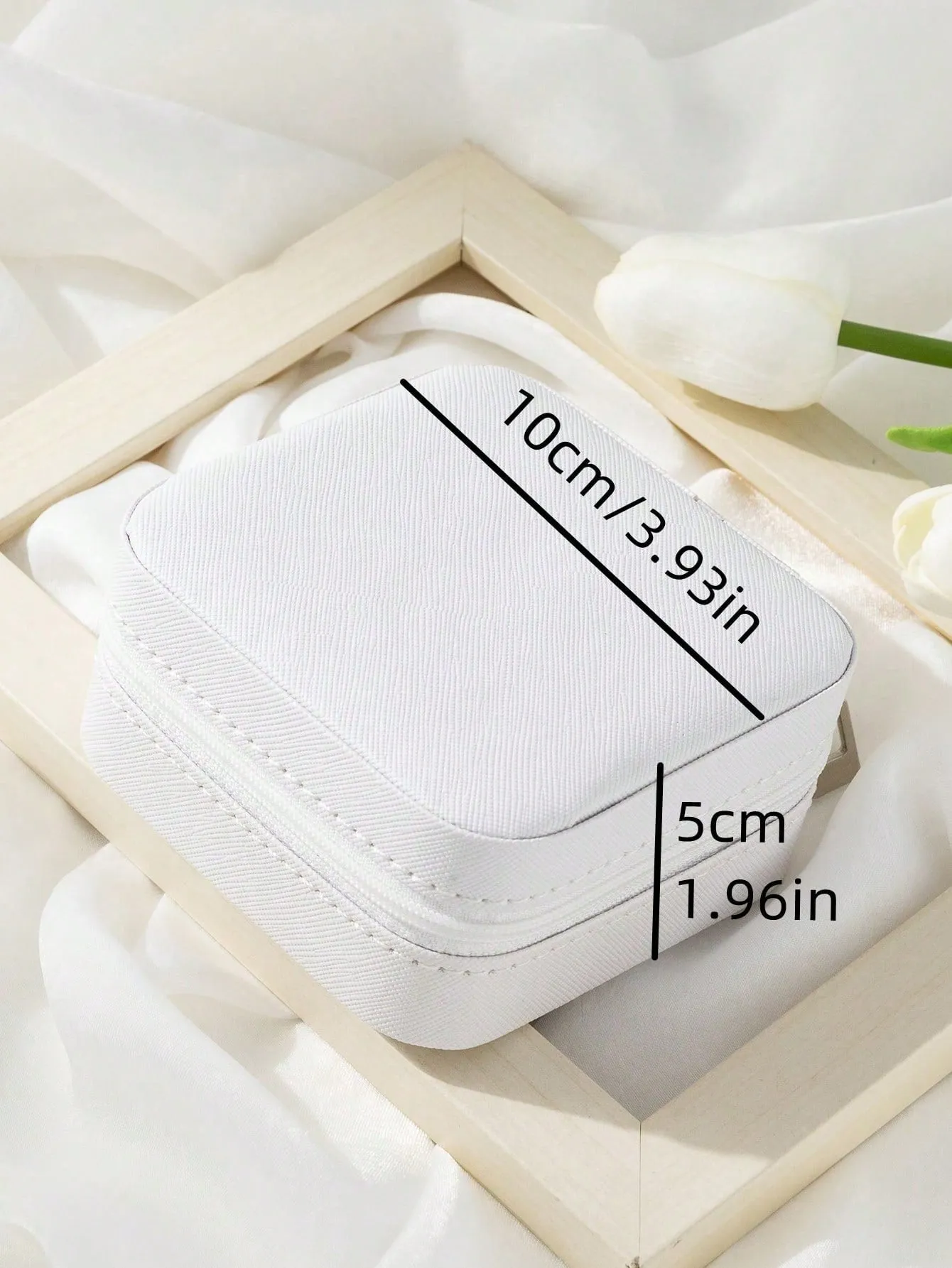 1pc Square Dust Proof Jewelry Box With Zipper, Portable Jewelry Organizer Box For Home