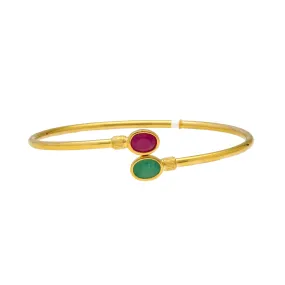 22K Yellow Gold, Emerald, & Ruby Bangle (8.5gm)