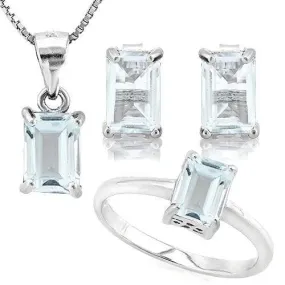 3 CARAT AQUAMARINE 925 STERLING SILVER JEWELRY SET