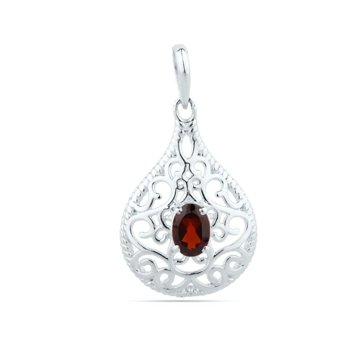 925 Sterling Silver - Natural Garnet Pendant - Garnet Pendant Jewelry - January Birthstone - Gemstone Jewelry - 5 X 7 Oval Cut