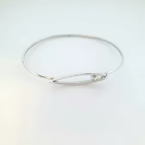 9ct White Gold Bangle With Diamond