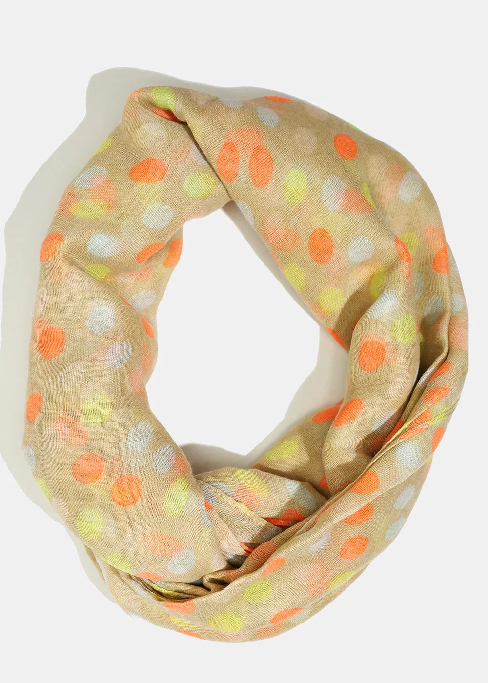 A  Polka Dots Beige Lightweight Scarf