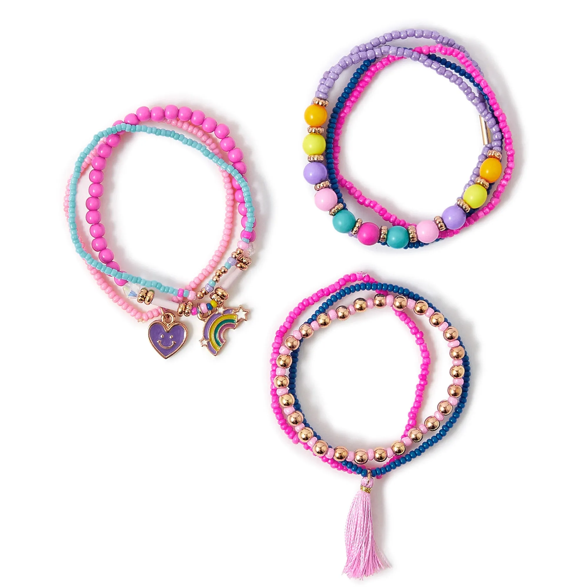 Accessorize London Girl's Rainbow Beaded Bangle Set