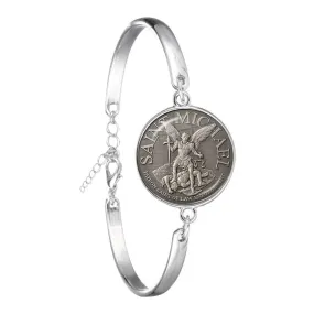 Archangel St.Michael Saint Shield Protection WWJD Charm Bangle