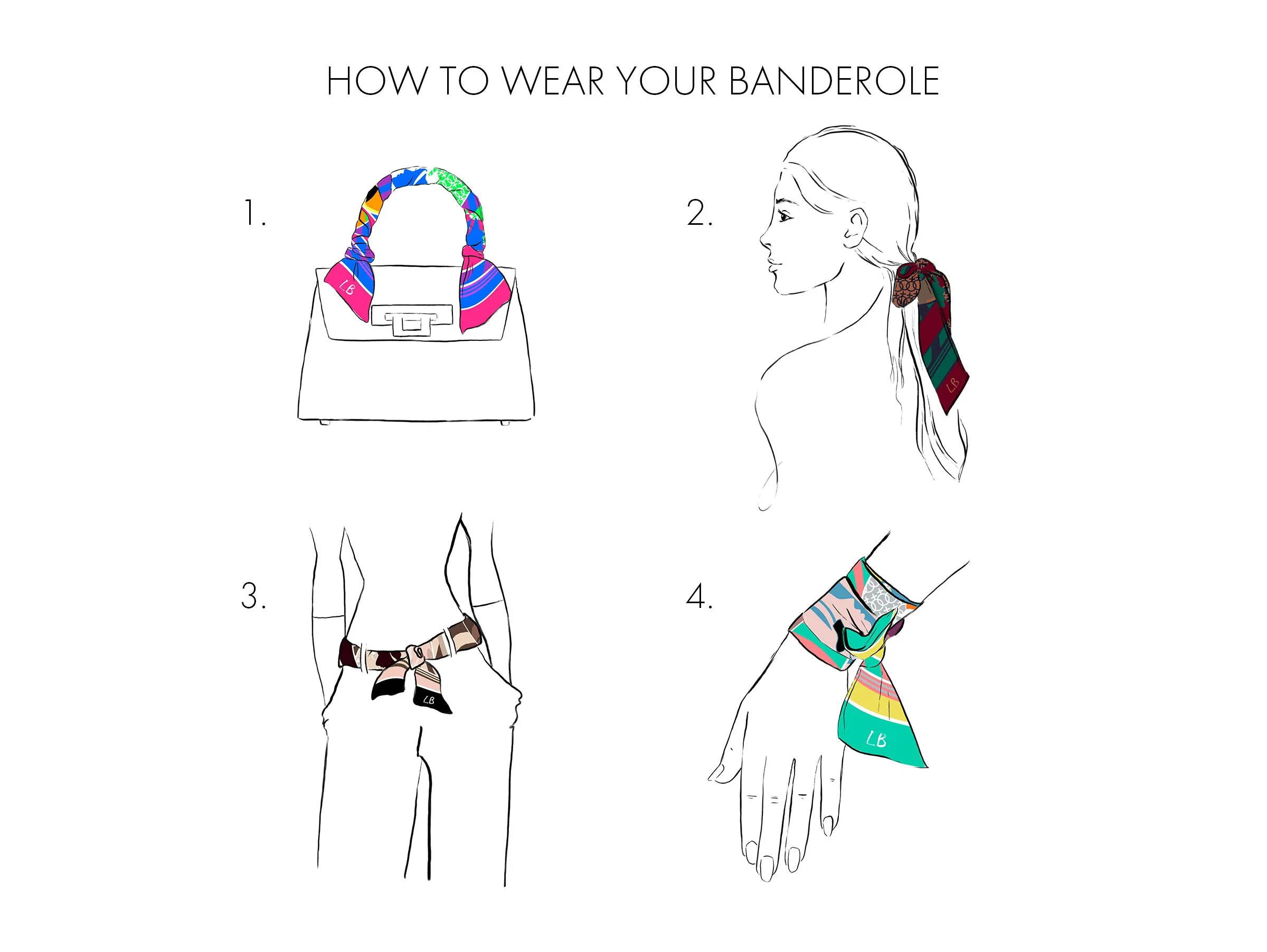 Banderole - Silk Ribbon Scarf - Feather Jungle