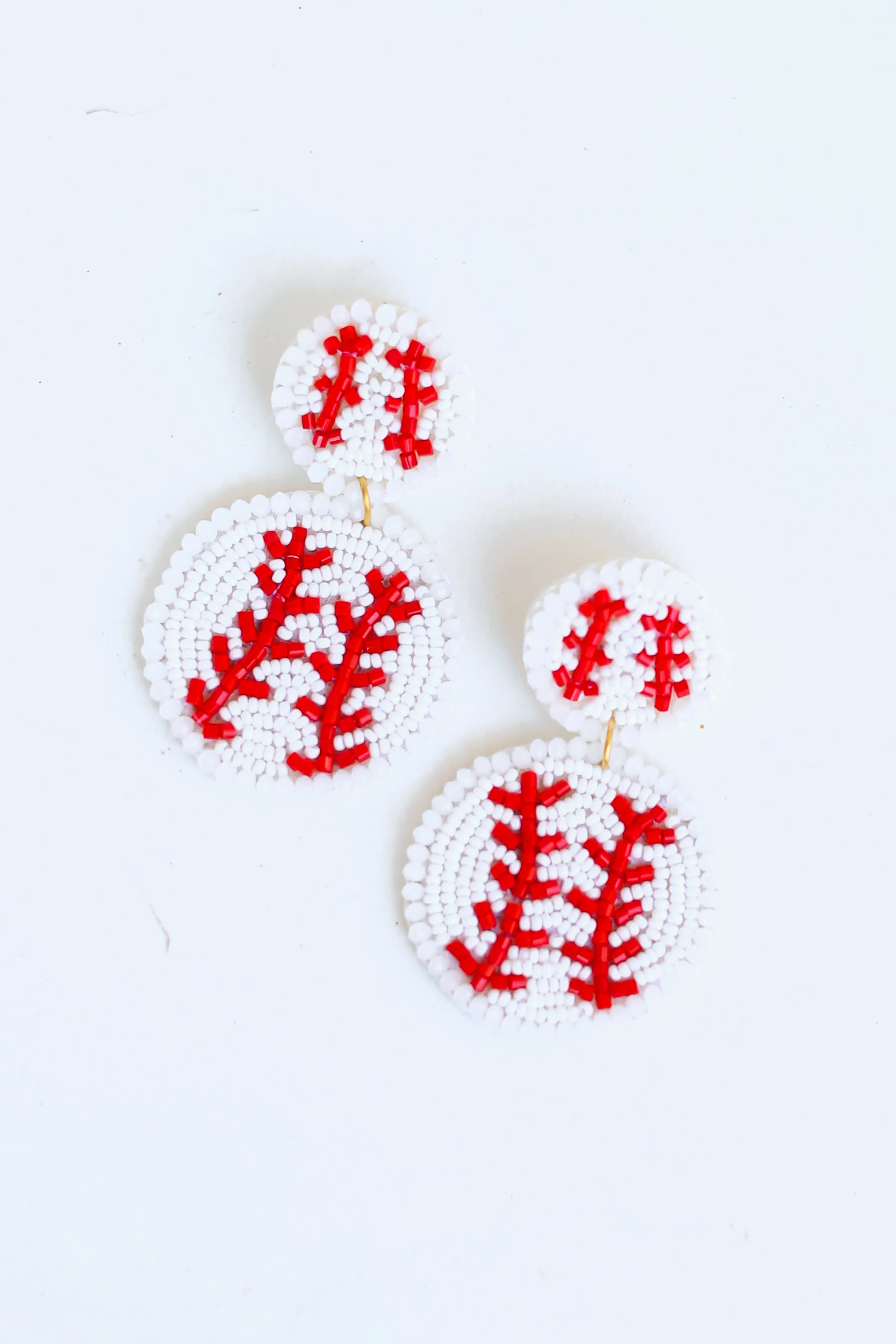 Baseball Beaded Drop Earrings