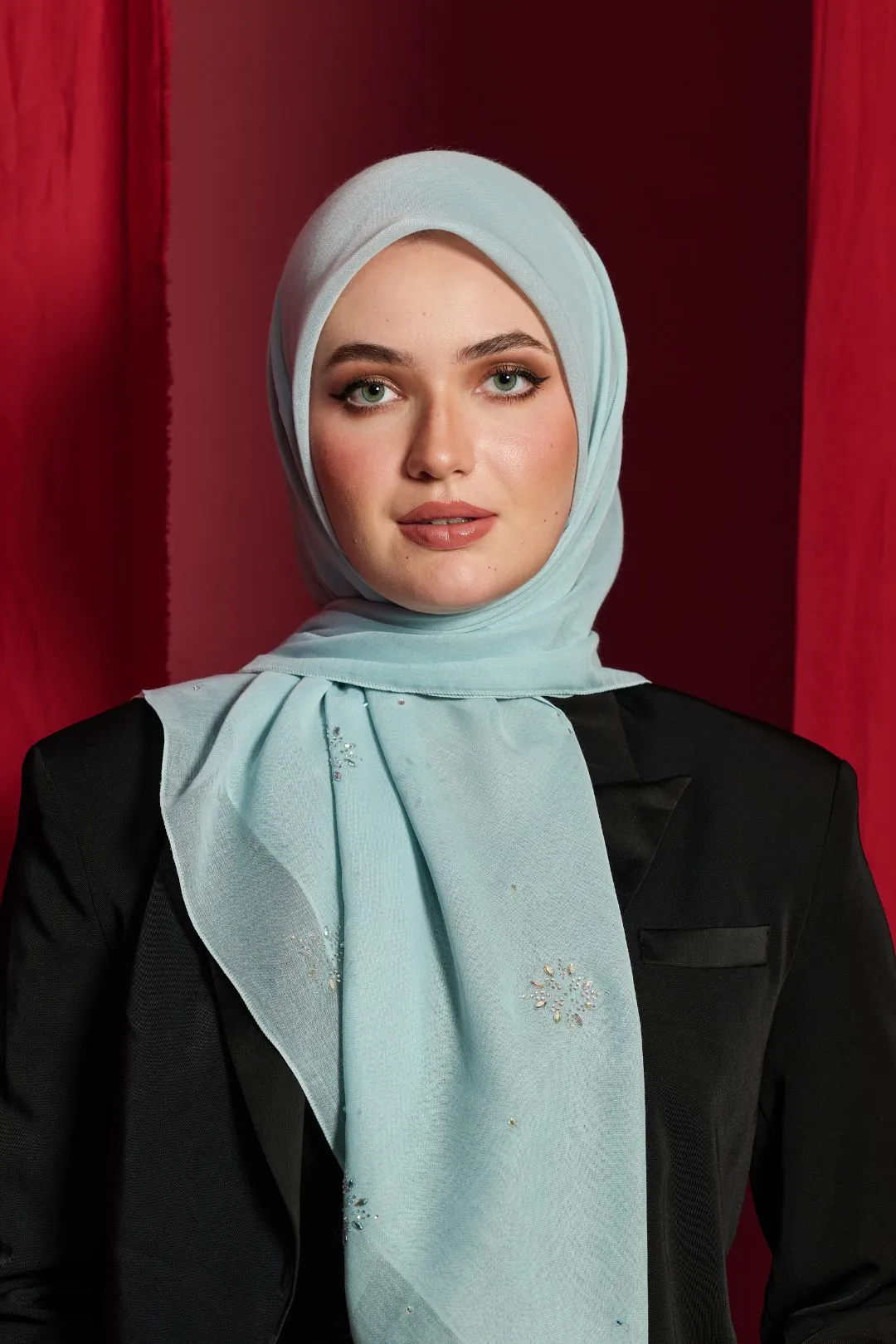 Bawal Scarf : Snowflakes in Light Blue