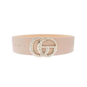 Below The Belt Wide Leather Belt With Multi Rhinestone Buckle