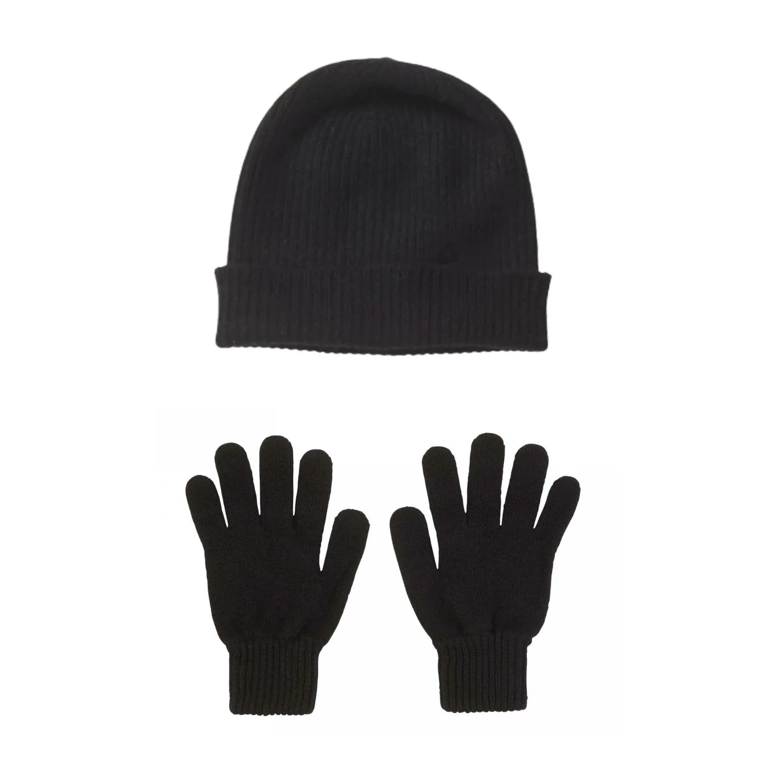 Black Cashmere Hat and Gloves Set | Lomond Cashmere