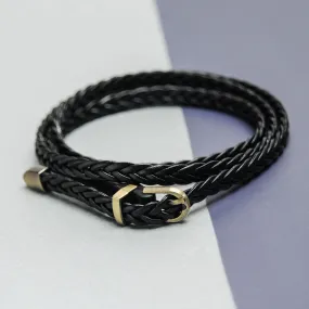 Black Leather Braided Belt