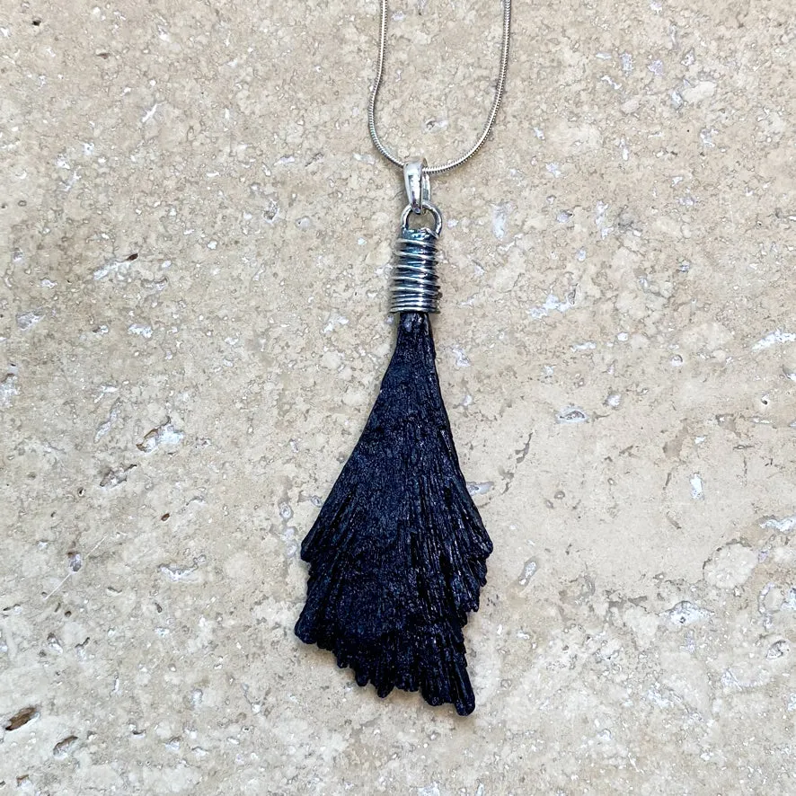 Black Tourmaline Pendant - Raw