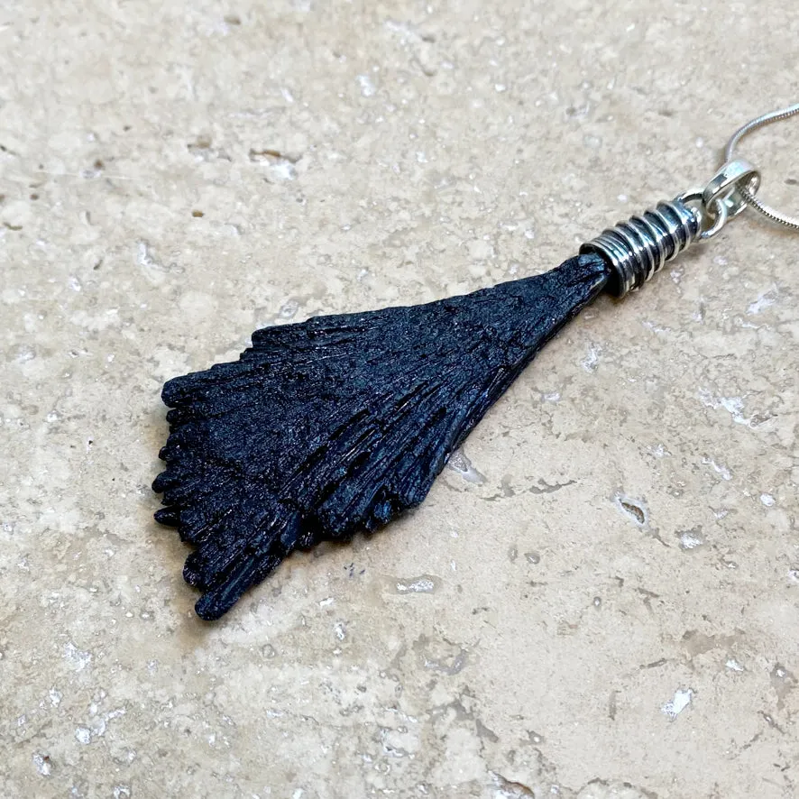 Black Tourmaline Pendant - Raw