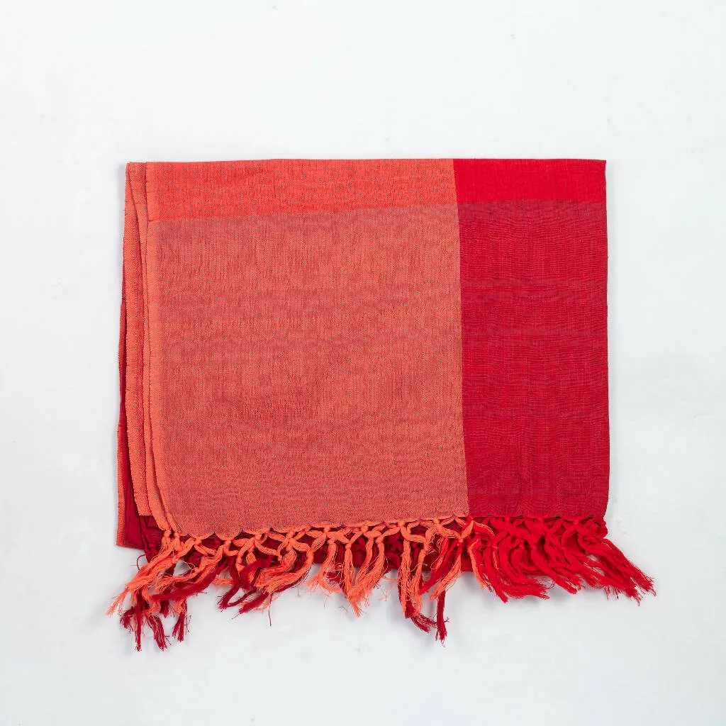 Block Style Red Cotton scarf