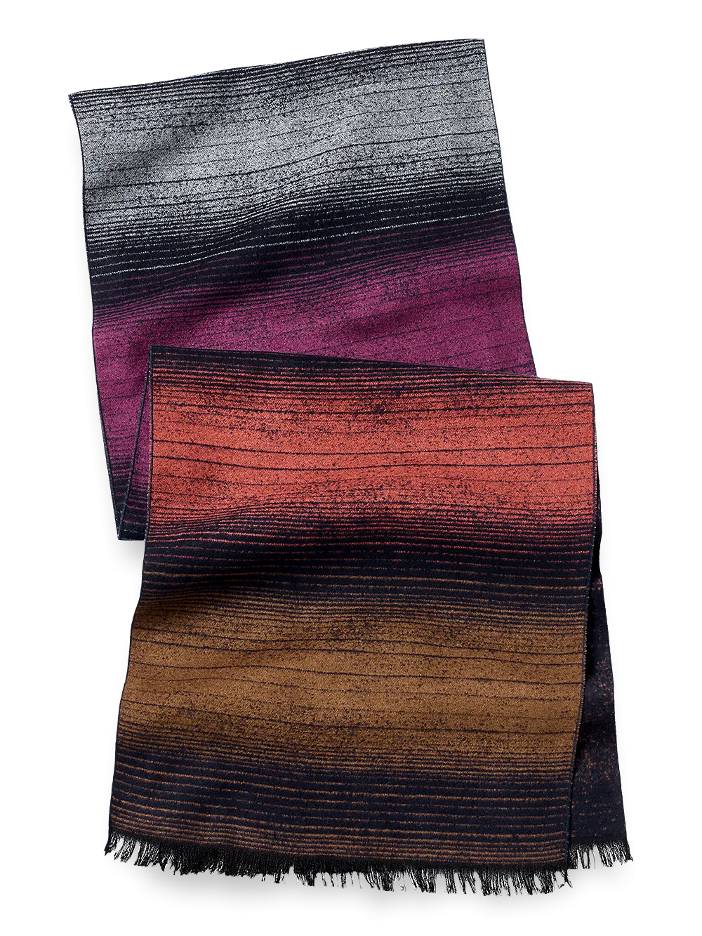 Bold Stripe Brushed Silk Scarf - Rust Multi