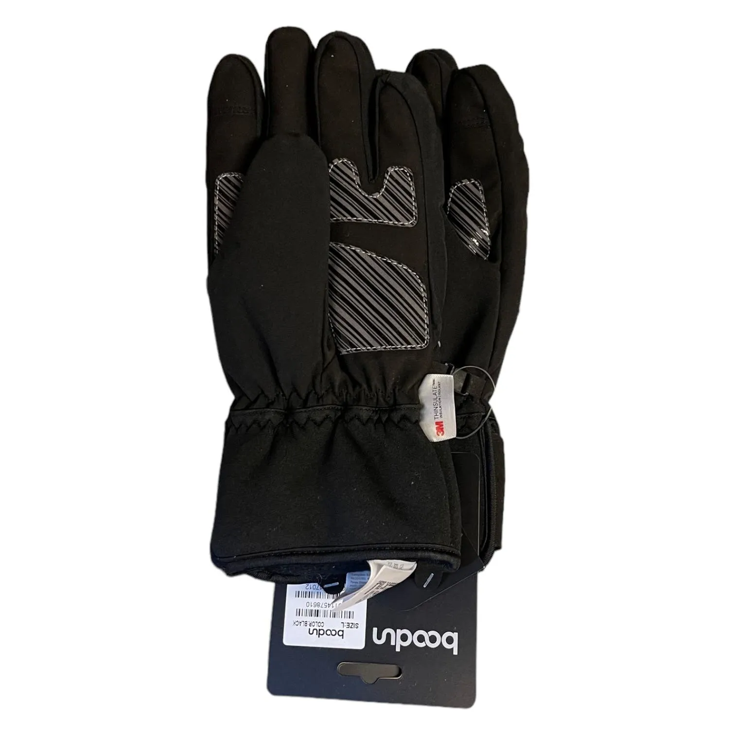 Boondun Black Ski Gloves 3M Thin Sulated Large