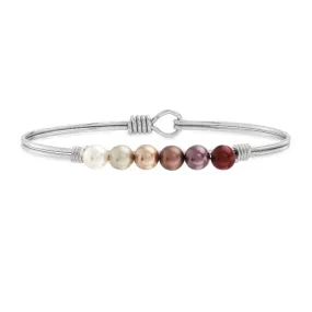 Burgundy Ombre Crystal Pearl Bangle Bracelet