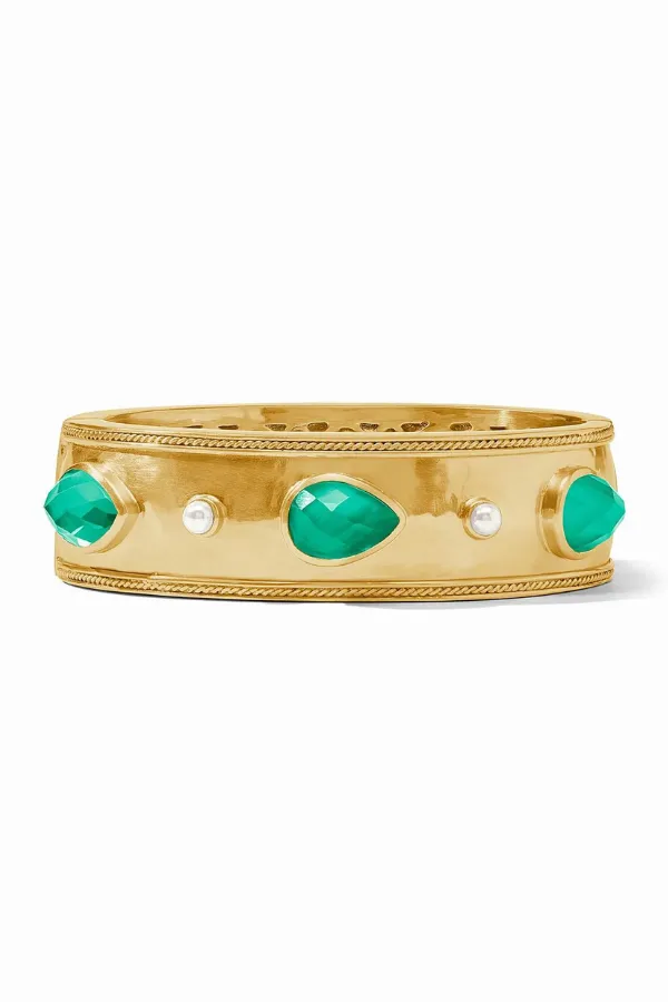 Cannes Statement Hinge Bangle - Iridescent Emerald Green | Julie Vos