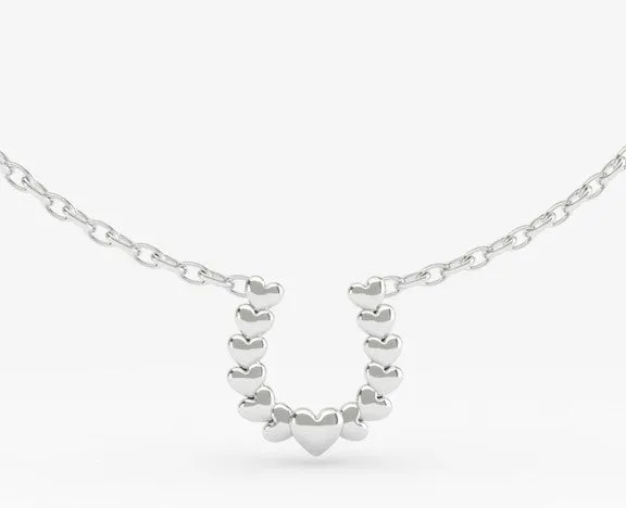 Cascading Heart Horseshoe Pendant