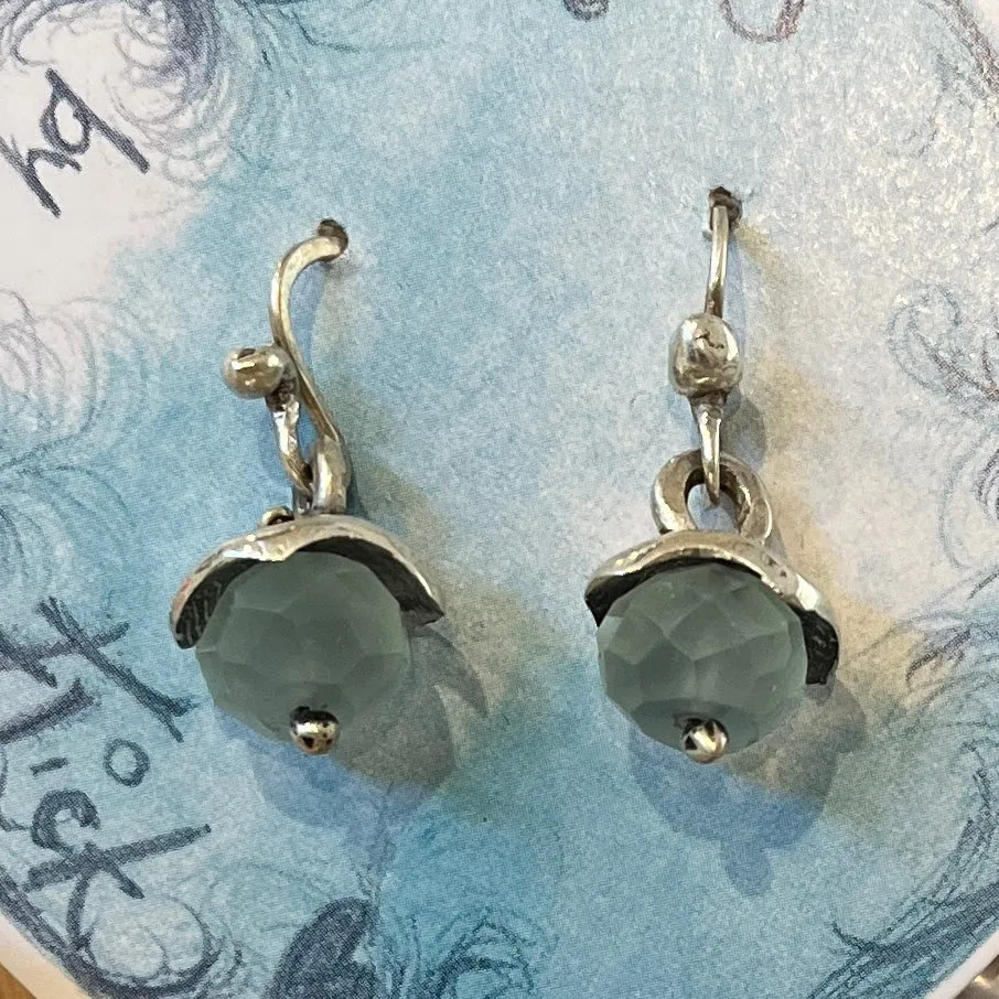 Chalcedony & silver drop earring