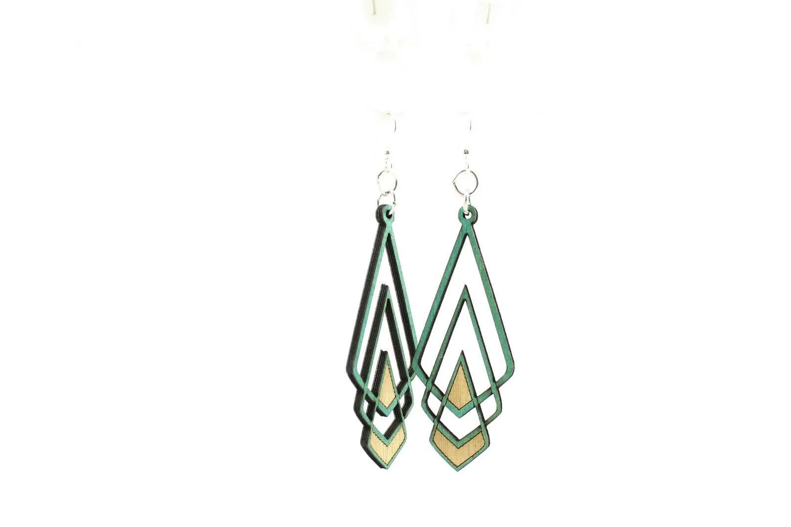 Chevron Deco Earrings: Teal Green Tree Jewelry