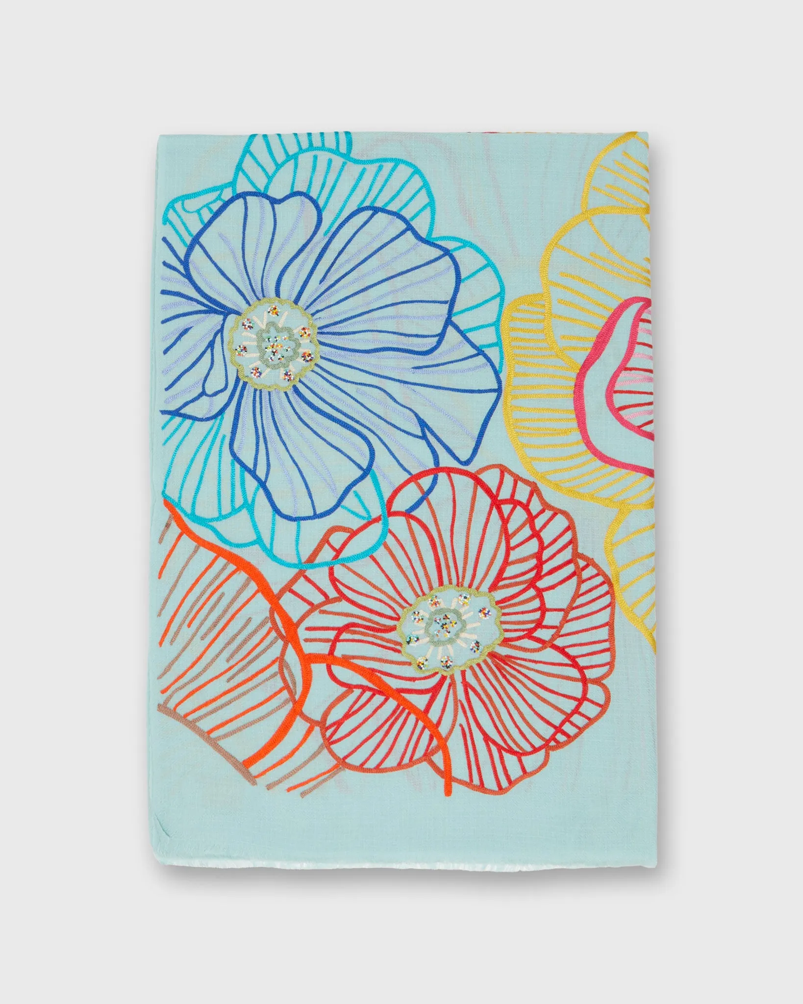 Colorful Flower Scarf in Aqua