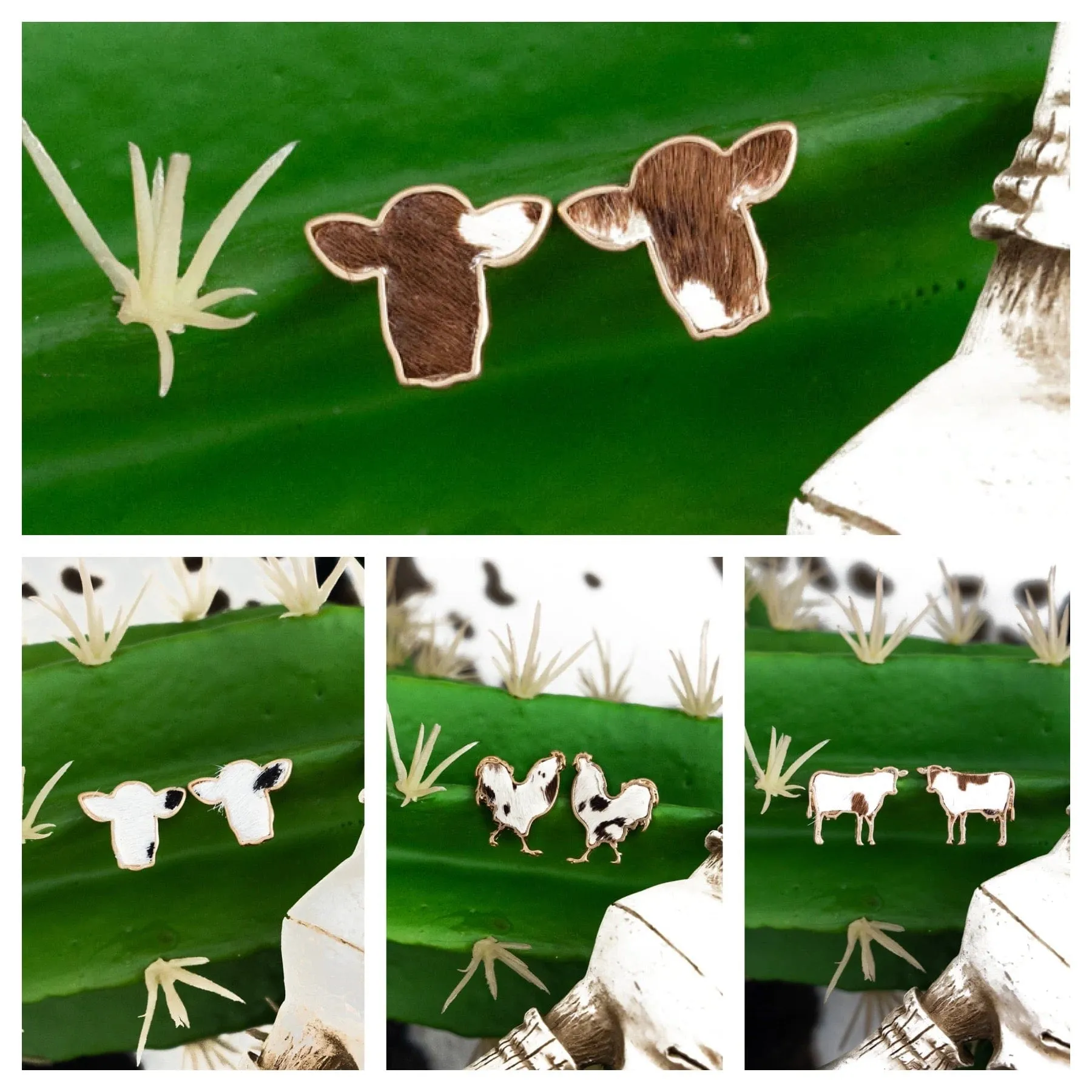 Cowhide ranch earrings