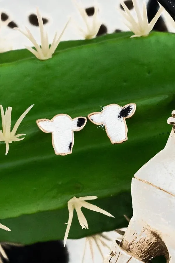 Cowhide ranch earrings