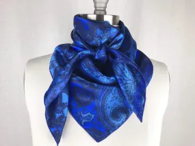 CR Royal Blue Paisley Silk Scarf