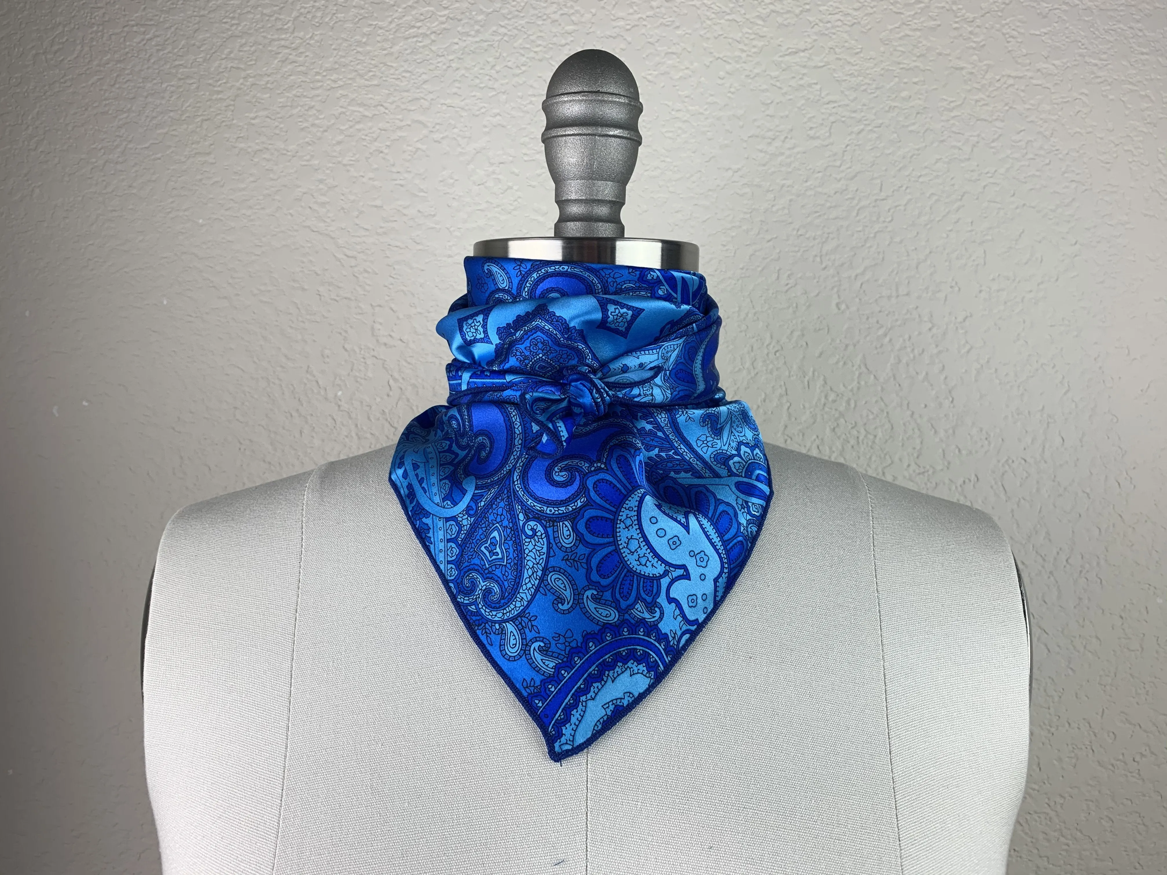 CR Royal Blue Paisley Silk Scarf