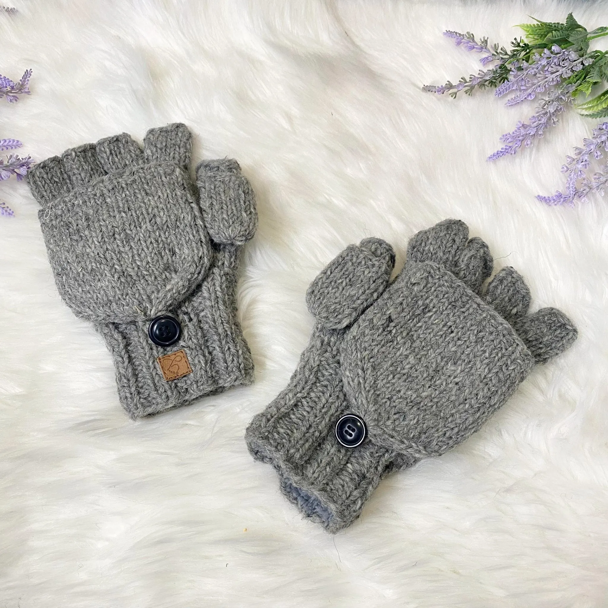 Crocheted Unisex Merino Wool Convertible Gloves/Mittens