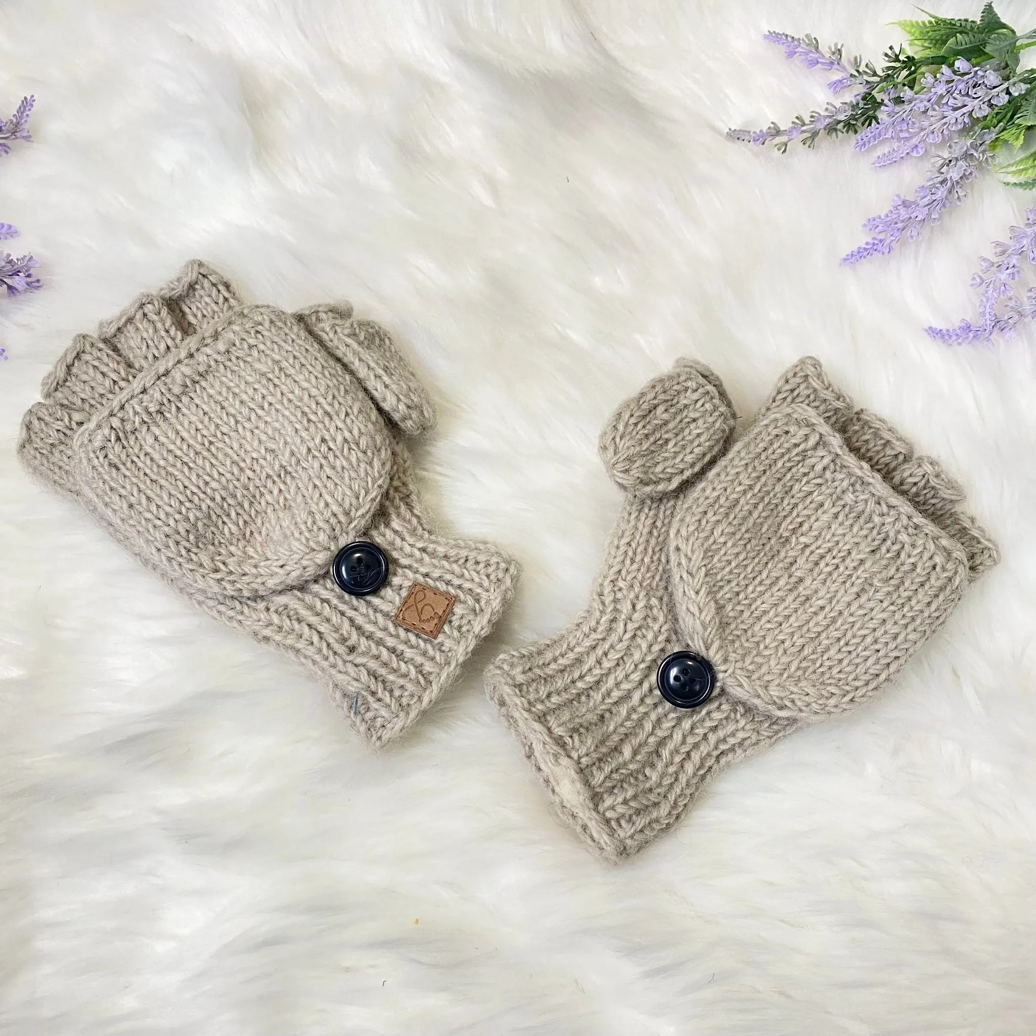 Crocheted Unisex Merino Wool Convertible Gloves/Mittens