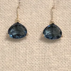 Crystal Drop Earring-Sapphire/Gold