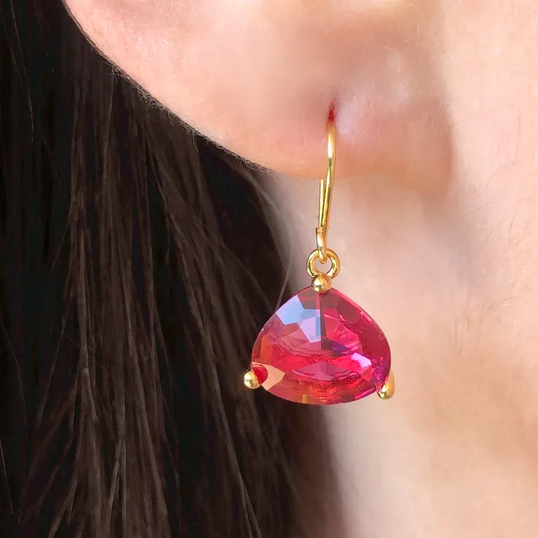 Crystal Drop Earring-Sapphire/Gold