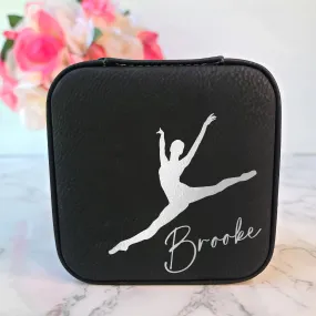 Dancer Silhouette & Name Travel Jewelry Box