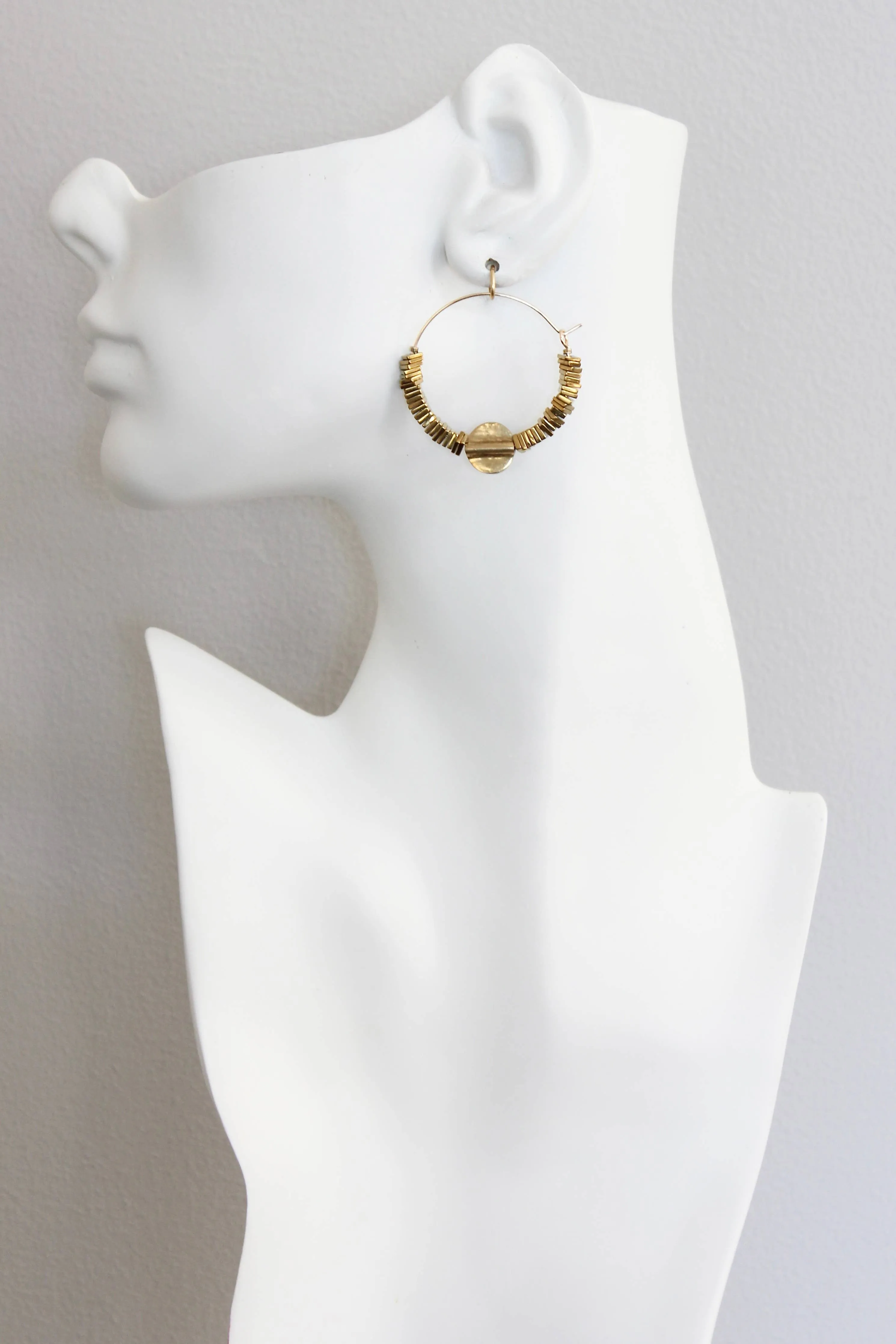 David Aubrey Jewelry - ISLE05 Gold hematite hoop earrings