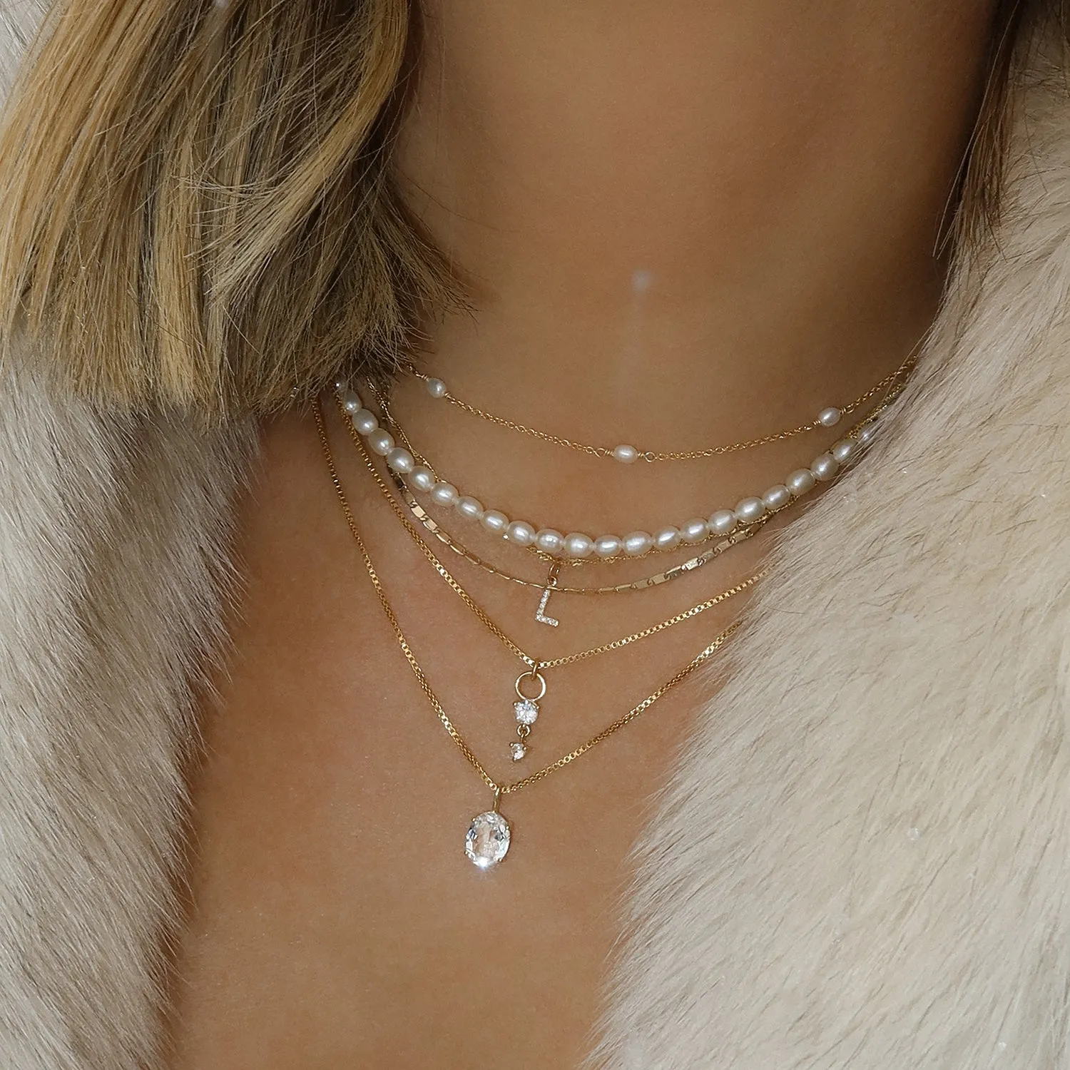 Deux Drop Necklace | White Topaz