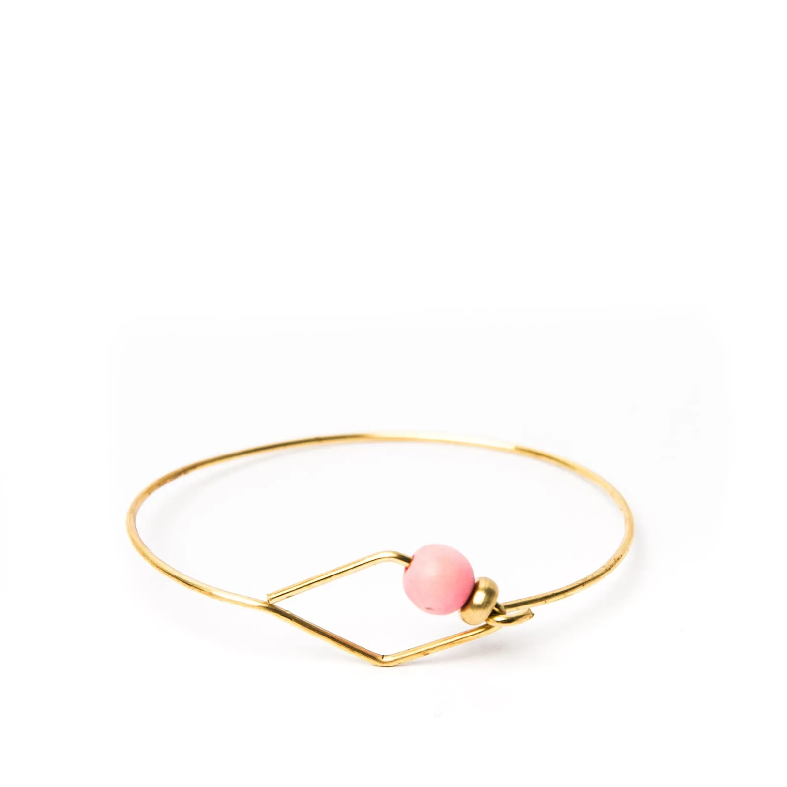 Diamond Bead Bangle Bracelet - Gold