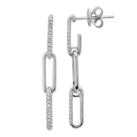 Diamond Dangling Link Drop Earrings