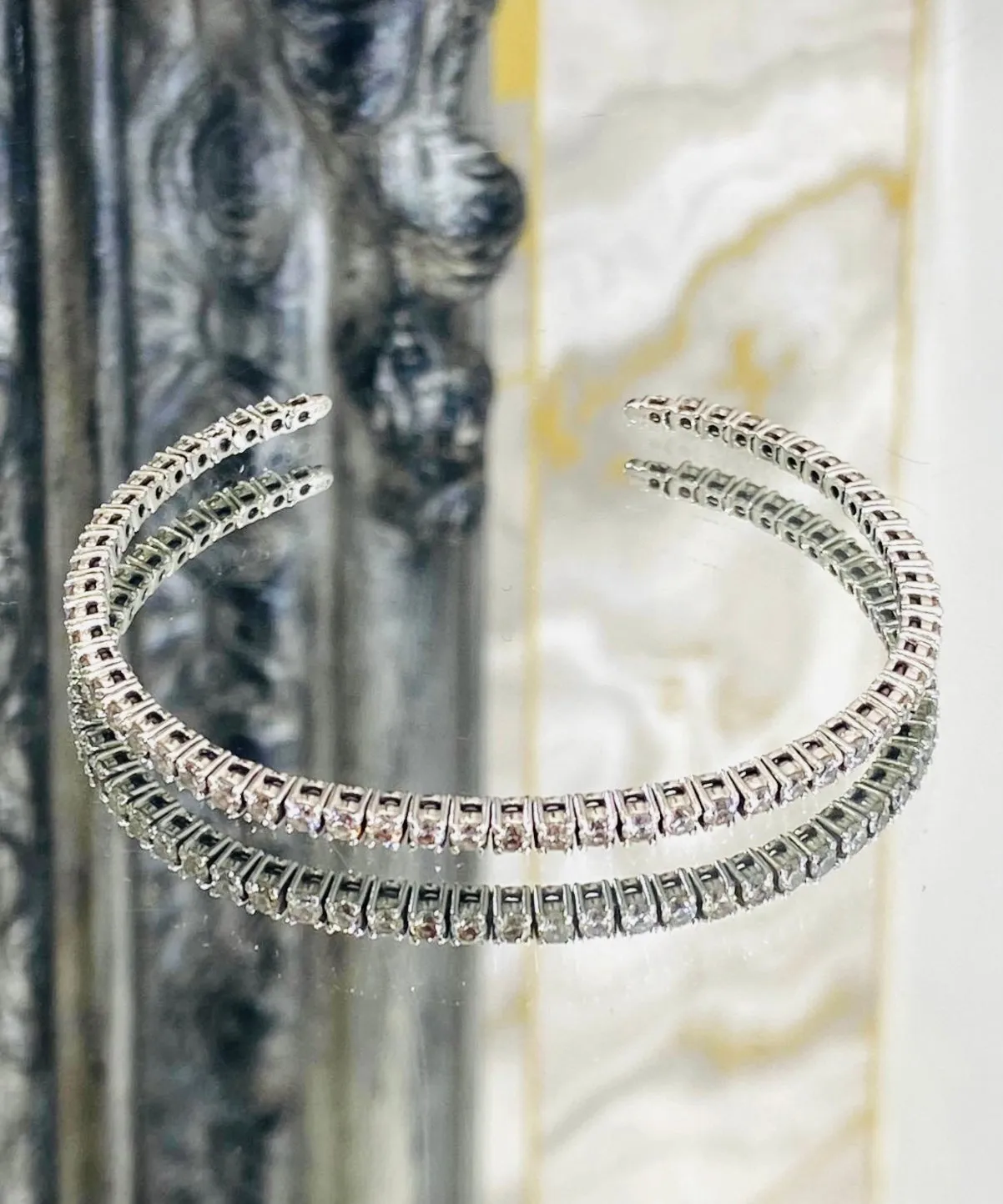 Diamond Tennis Bangle In Platinum