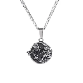 Dragon Tiger Pendant - Silver