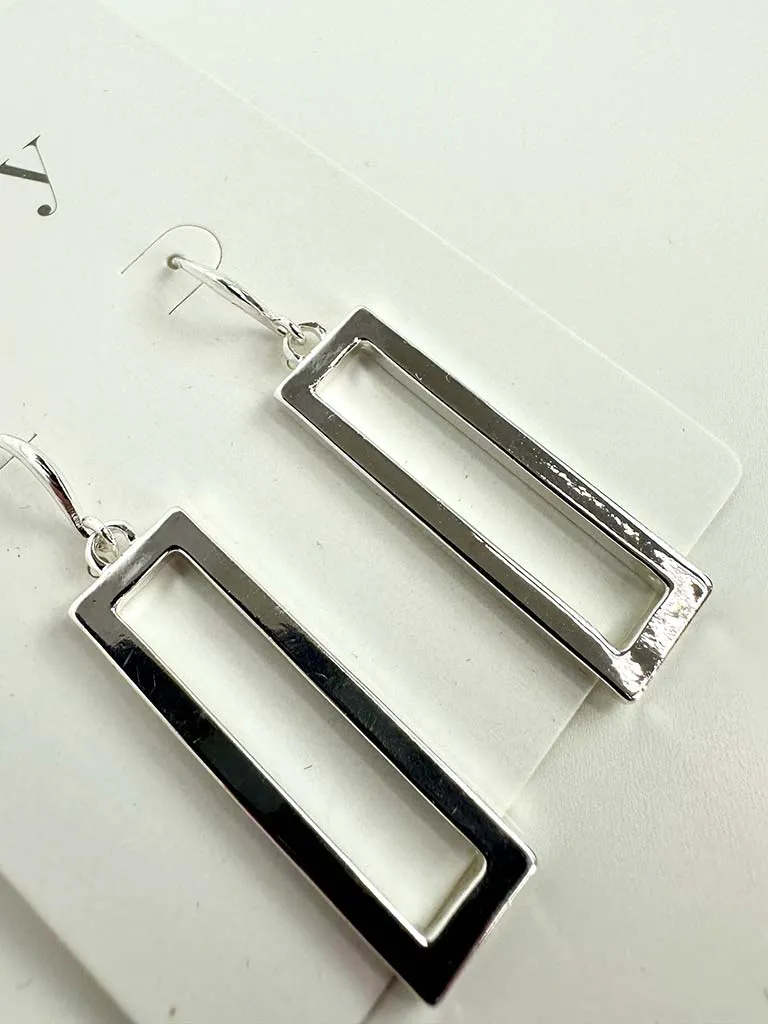 Envy Rectangular Drop Earrings - Silver