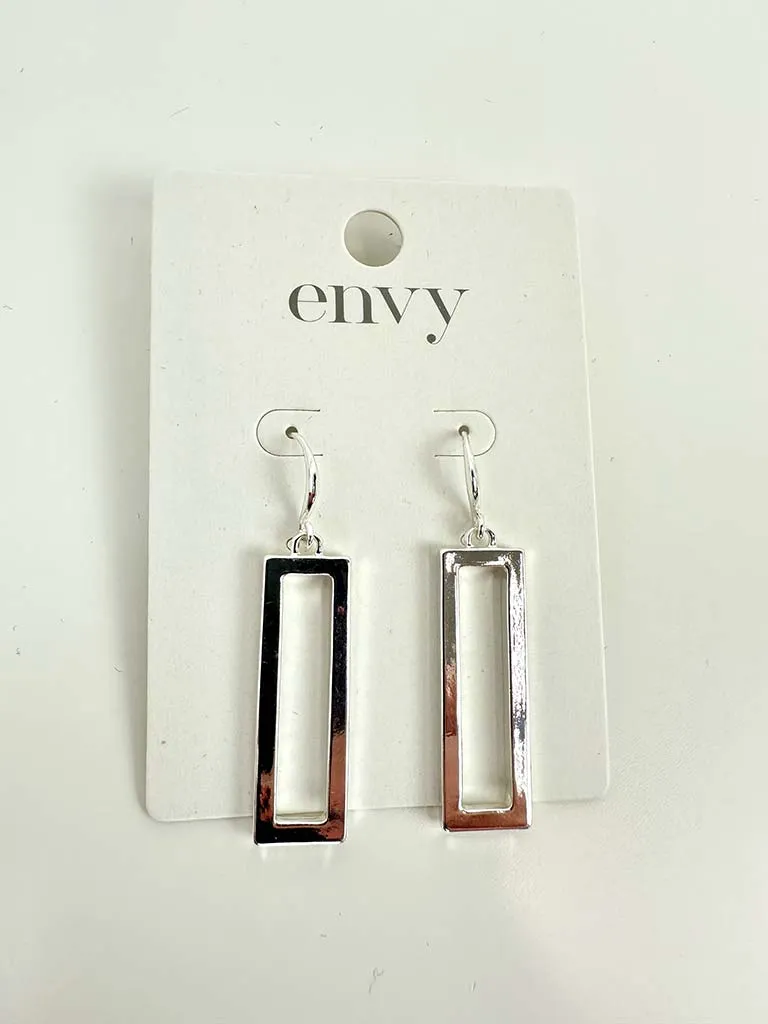 Envy Rectangular Drop Earrings - Silver